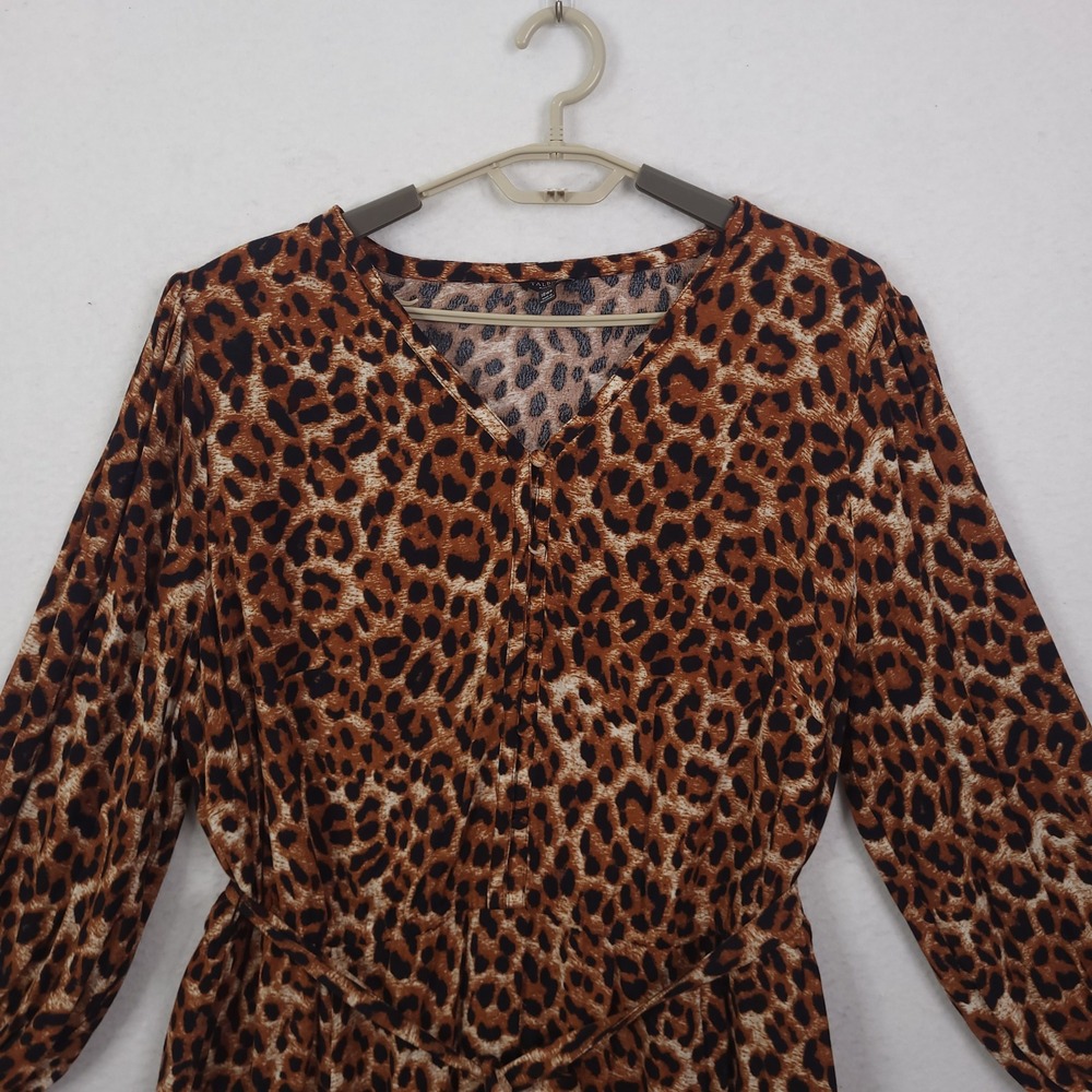 Talbots Midi Dress Leopard Print V-Neck Popover Belted 18WP Casual Formal Luxury - Picture 8 of 12